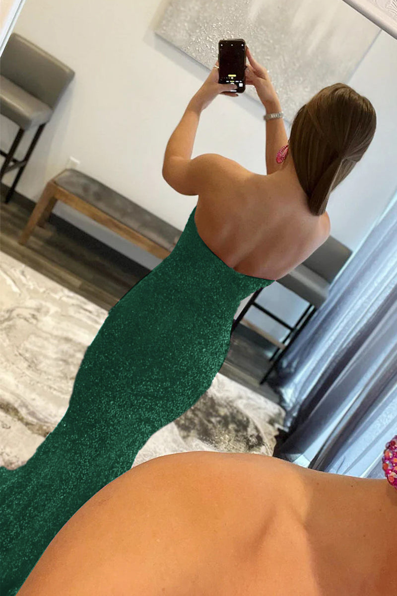 Load image into Gallery viewer, Fuchsia Sequin Mermaid Strapless Prom Dress