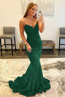 Load image into Gallery viewer, Fuchsia Sequin Mermaid Strapless Prom Dress