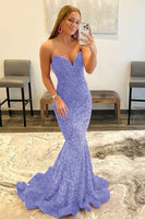 Load image into Gallery viewer, Fuchsia Sequin Mermaid Strapless Prom Dress