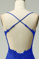 Load image into Gallery viewer, Halter Royal Blue Mermaid Prom Dress with Beading