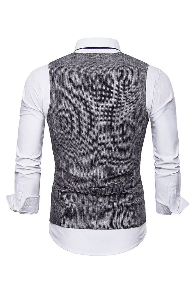 Load image into Gallery viewer, Single Breasted V-Neck Black Men's Suit Vests