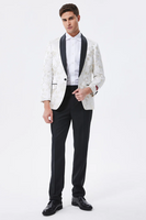 Load image into Gallery viewer, Sparkly White Floral Embroidered Shawl Lapel Men's Blazer