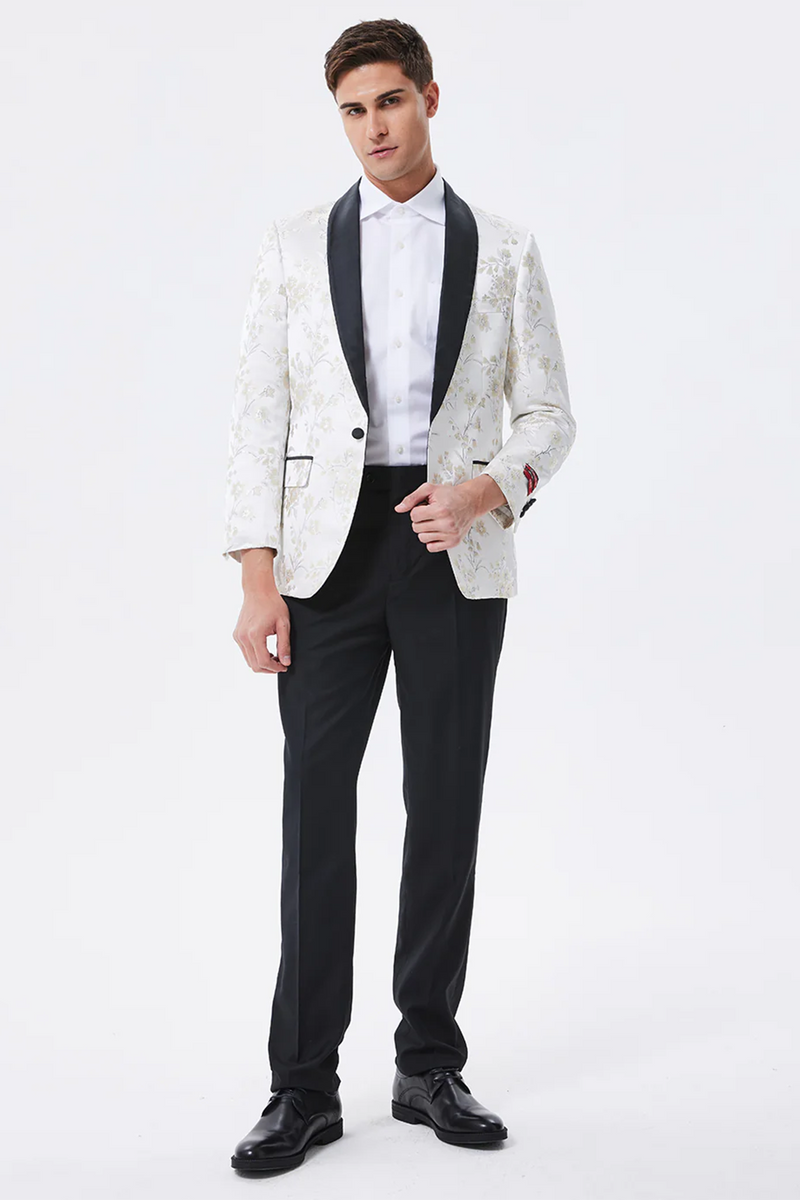 Load image into Gallery viewer, Sparkly White Floral Embroidered Shawl Lapel Men's Blazer
