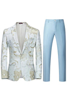 Load image into Gallery viewer, Light Pink Jacquard 2 Piece Notched Lapel  Men's Prom Suits