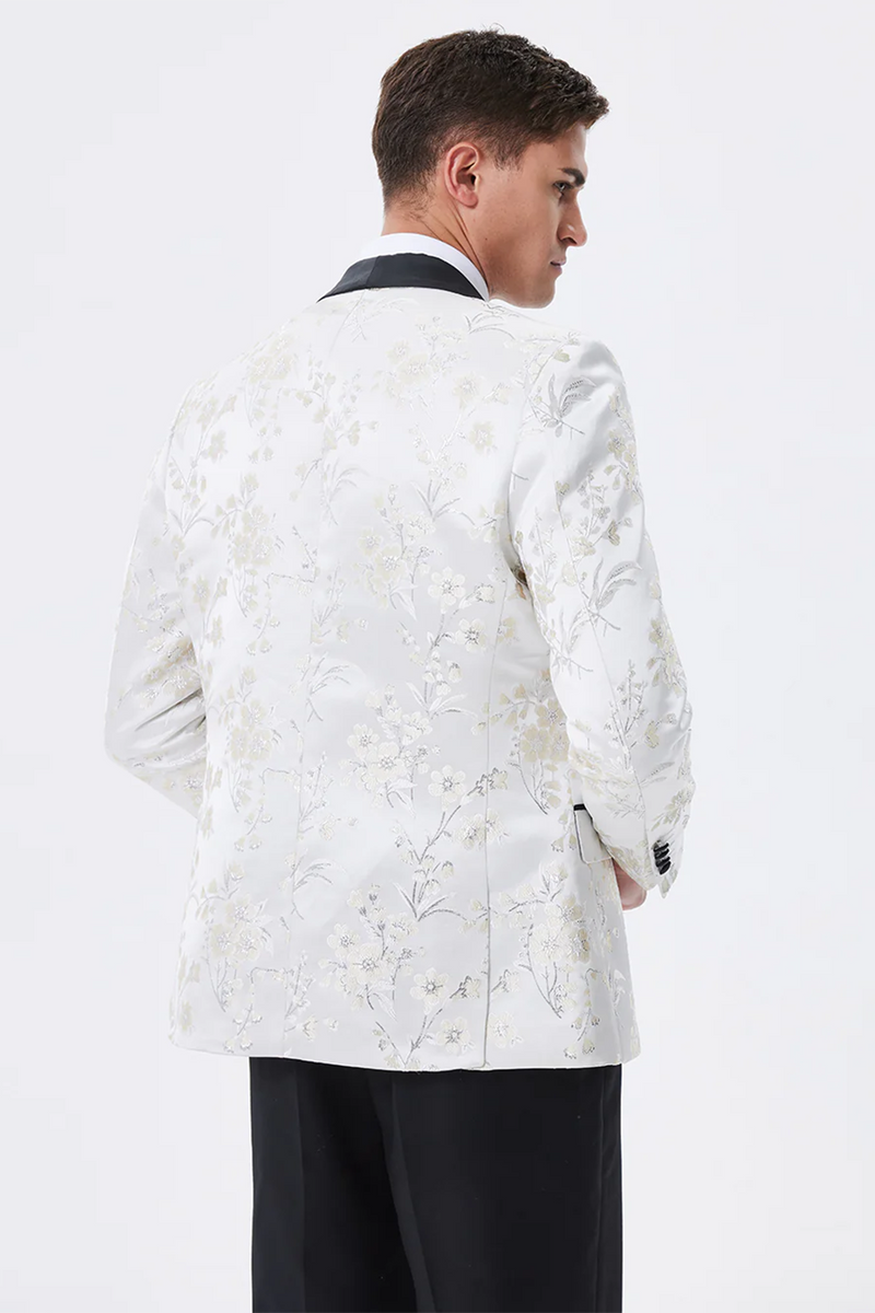 Load image into Gallery viewer, Sparkly White Floral Embroidered Shawl Lapel Men's Blazer