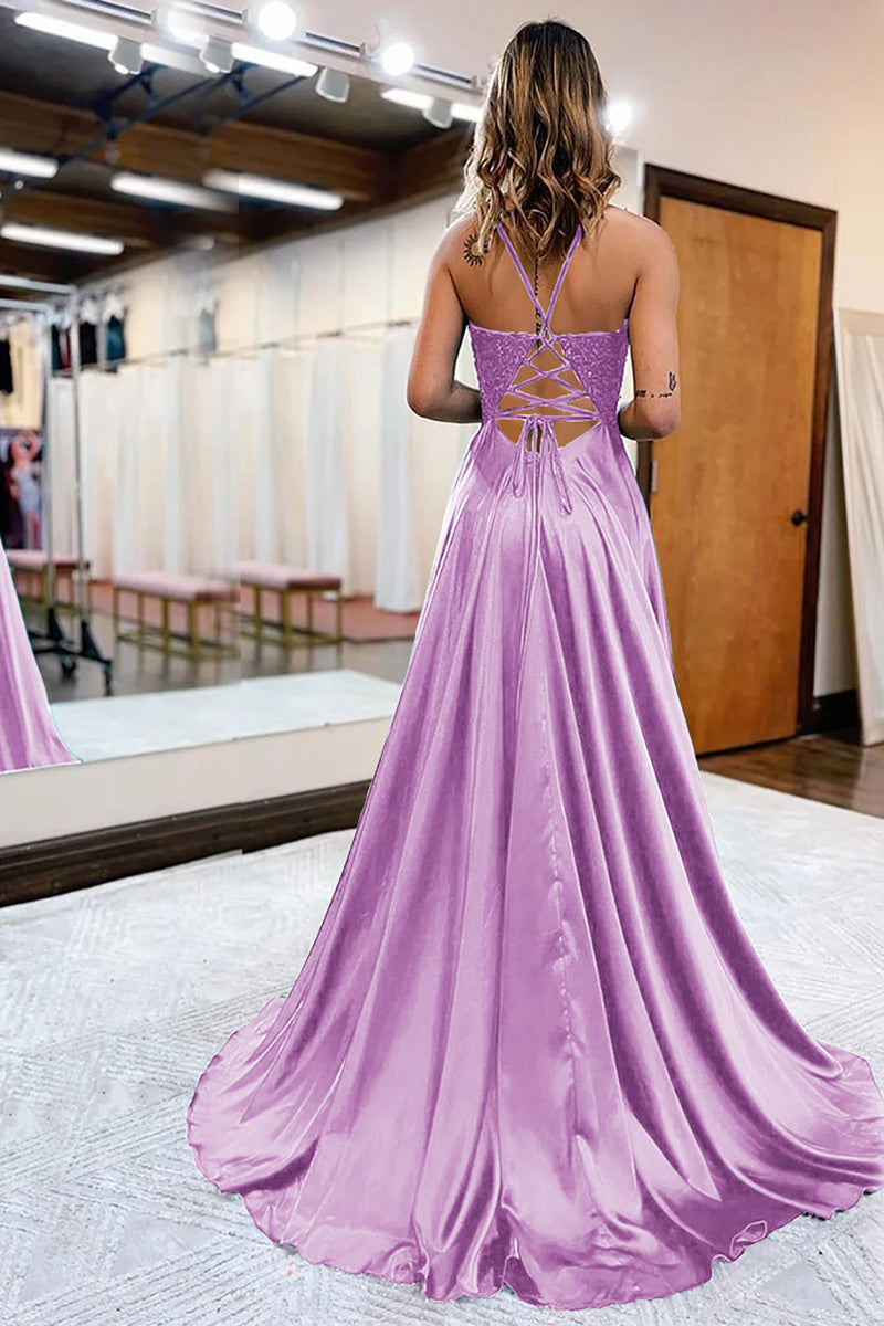 strapless open back dress Grape Satin Mermaid Straps Beaded Prom Dresses, MP906 main image 0