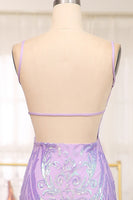 Load image into Gallery viewer, Lilac Mermaid Spaghetti Straps Backless Long Prom Dress With Sequin