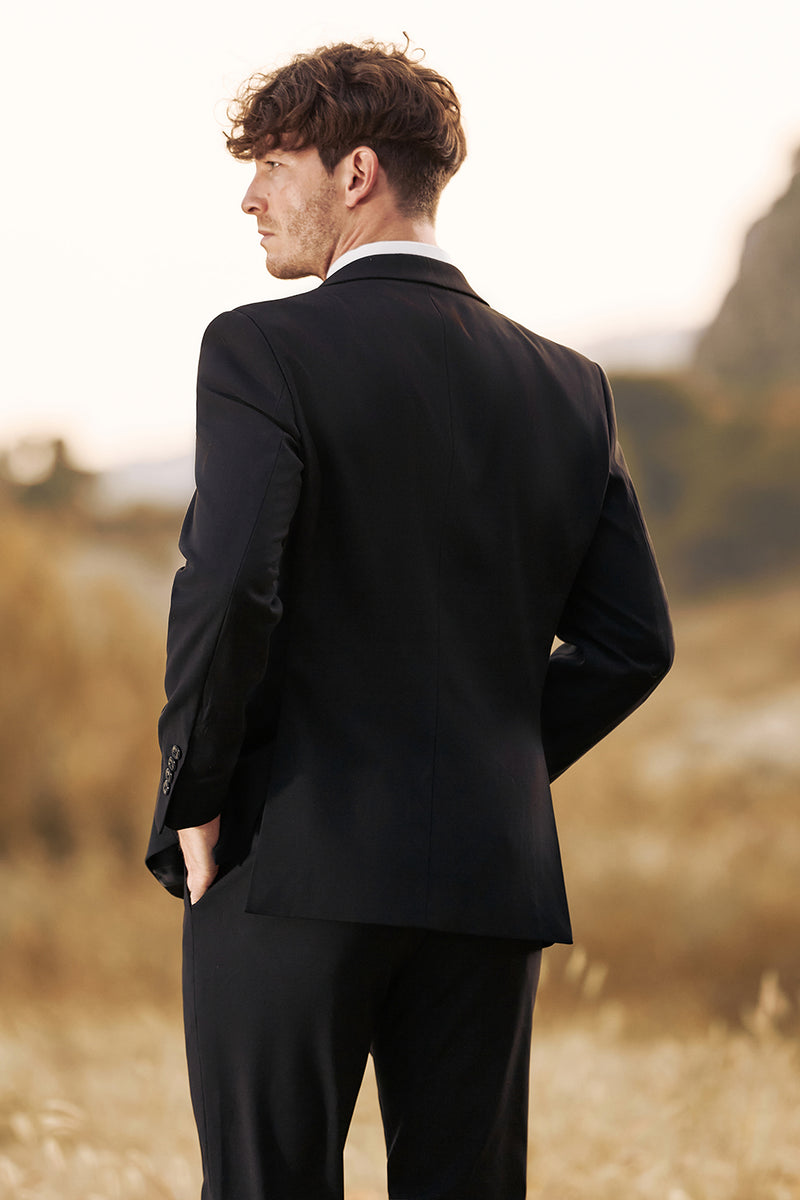 Load image into Gallery viewer, Black Notched Lapel Single Breasted 3 Pieces Men's Jacquard Suits