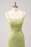 Load image into Gallery viewer, Green Embroidery Mermaid Bridesmaid Dress with Lace Up Back