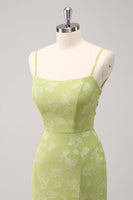 Load image into Gallery viewer, Green Embroidery Mermaid Bridesmaid Dress with Lace Up Back