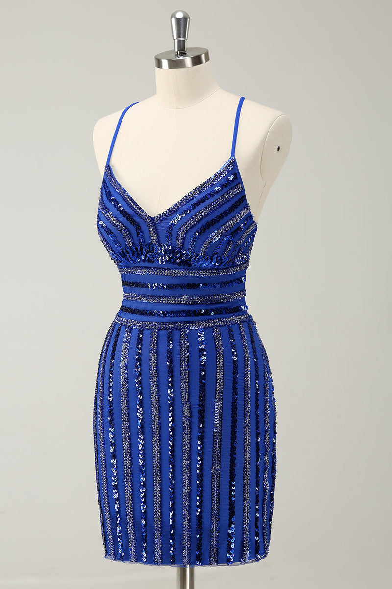 Blue Sexy Tight Graduation Short Party Dress