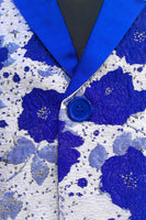 Load image into Gallery viewer, Royal Blue Shawl Lapel Jacquard Men's Prom Blazer