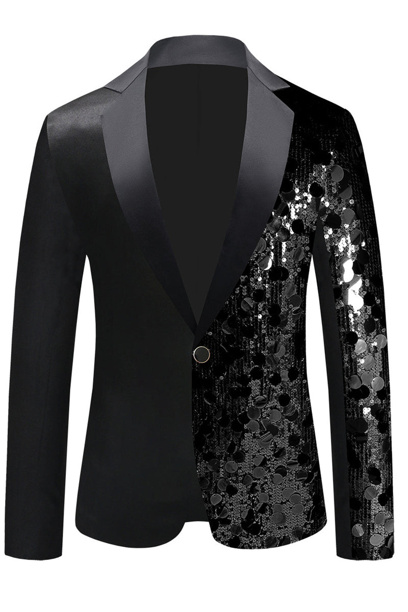 Load image into Gallery viewer, Sparkly Black Sequins Notched Lapel Men's Blazer