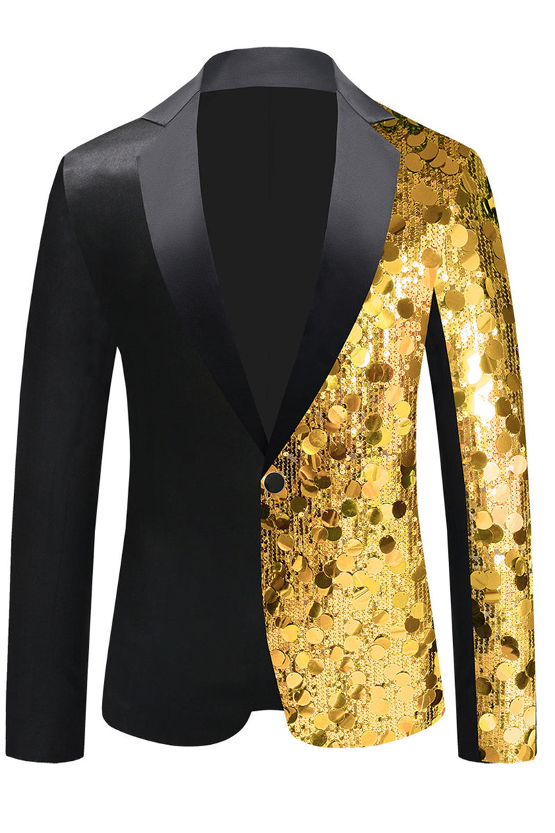 Load image into Gallery viewer, Sparkly Black Sequins Notched Lapel Men's Blazer
