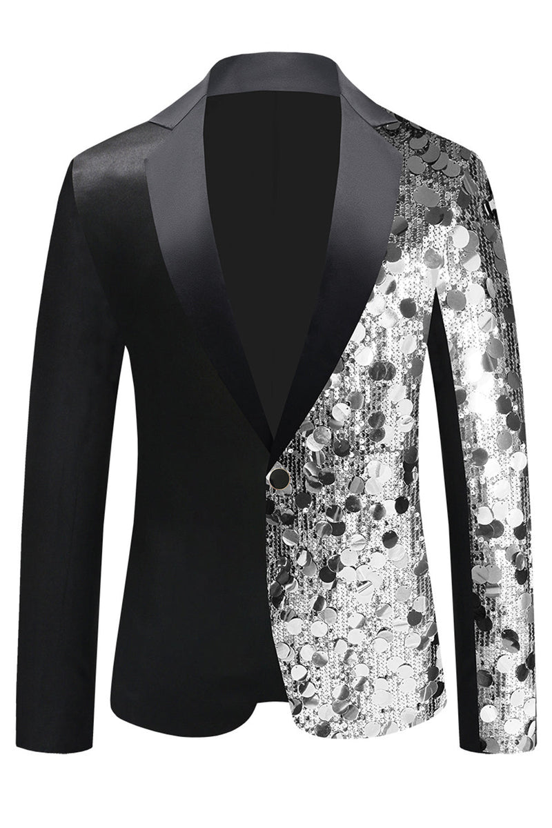 Load image into Gallery viewer, Sparkly Black Sequins Notched Lapel Men's Blazer