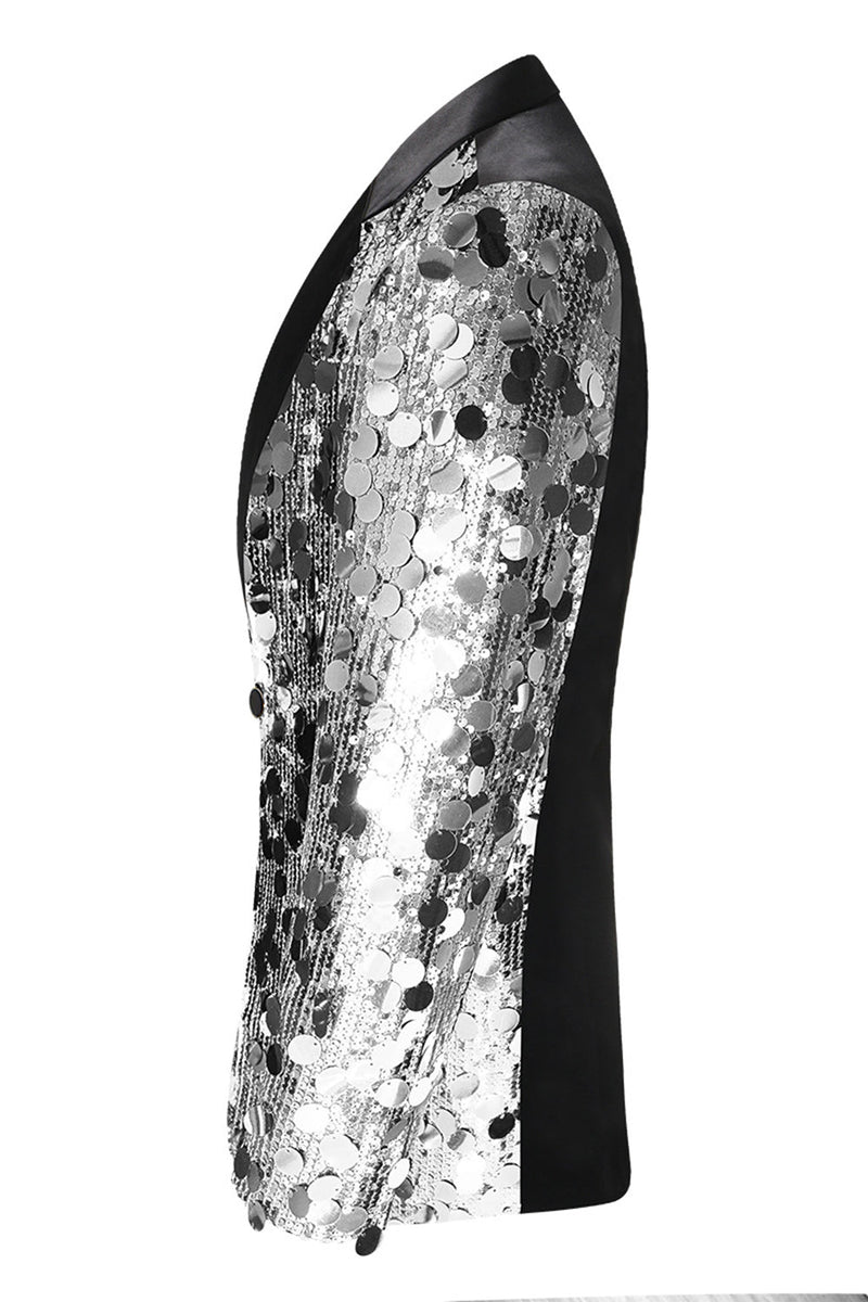Load image into Gallery viewer, Sparkly Black Sequins Notched Lapel Men's Blazer