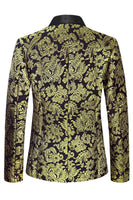 Load image into Gallery viewer, Golden Notched Lapel Jacquard Men's Blazer