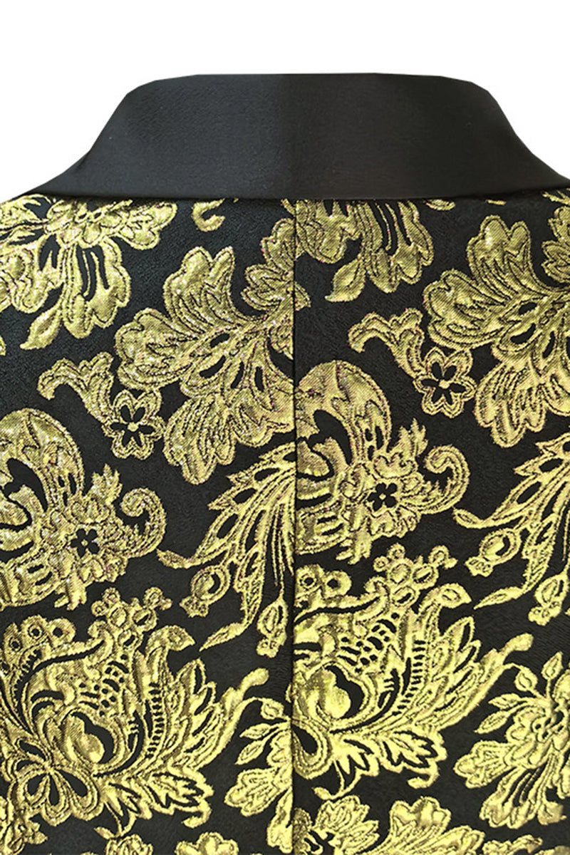 Load image into Gallery viewer, Golden Notched Lapel Jacquard Men's Blazer