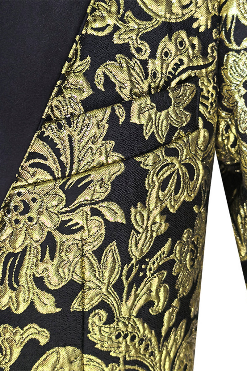 Load image into Gallery viewer, Golden Notched Lapel Jacquard Men's Blazer
