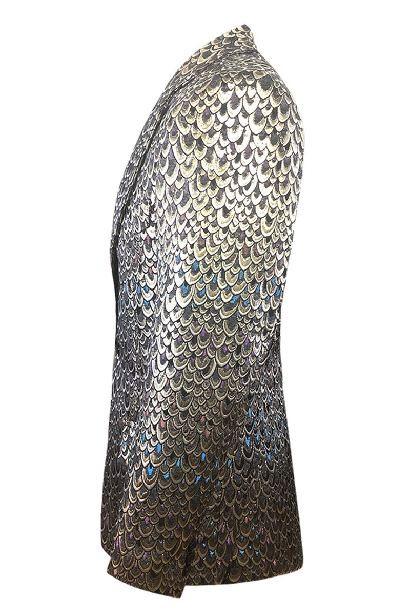 Load image into Gallery viewer, Golden Jacquard Shawl Lapel Men's Blazer