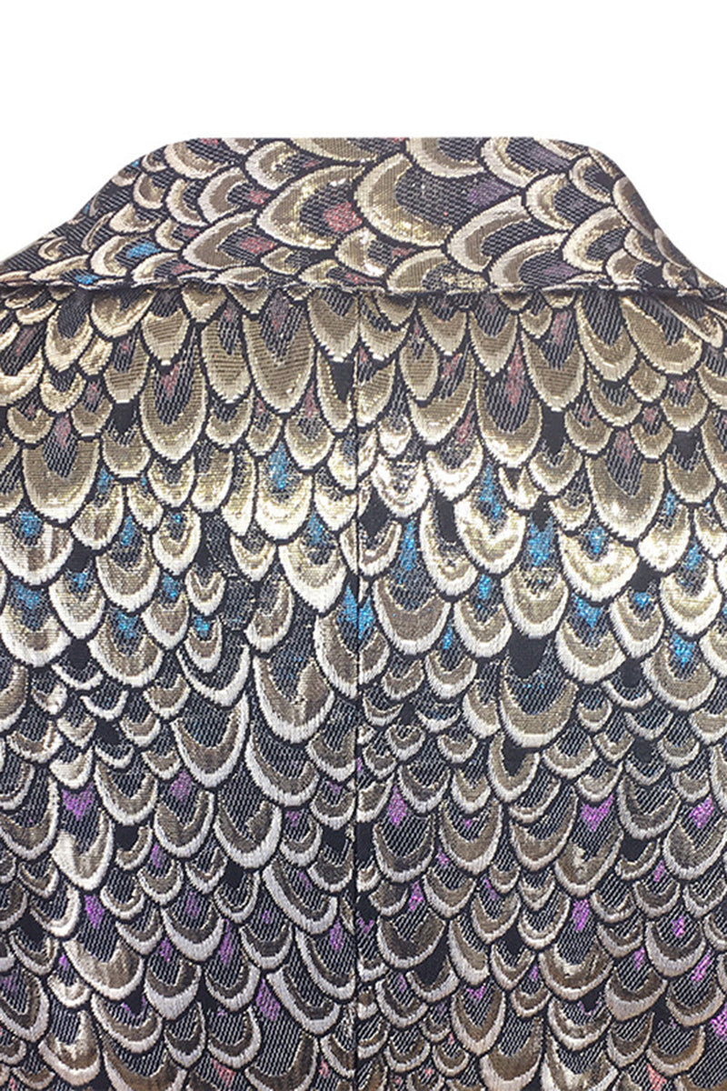 Load image into Gallery viewer, Golden Jacquard Shawl Lapel Men's Blazer