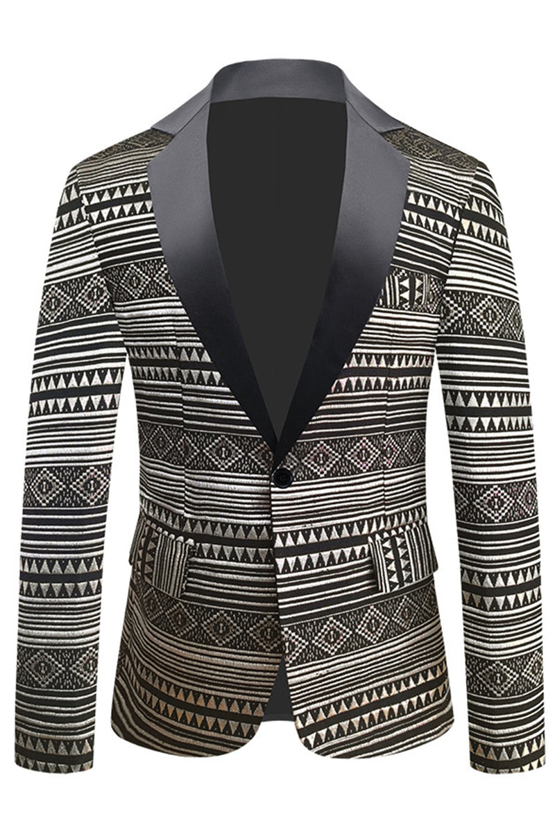Load image into Gallery viewer, Black White Notched Lapel Men's Blazer