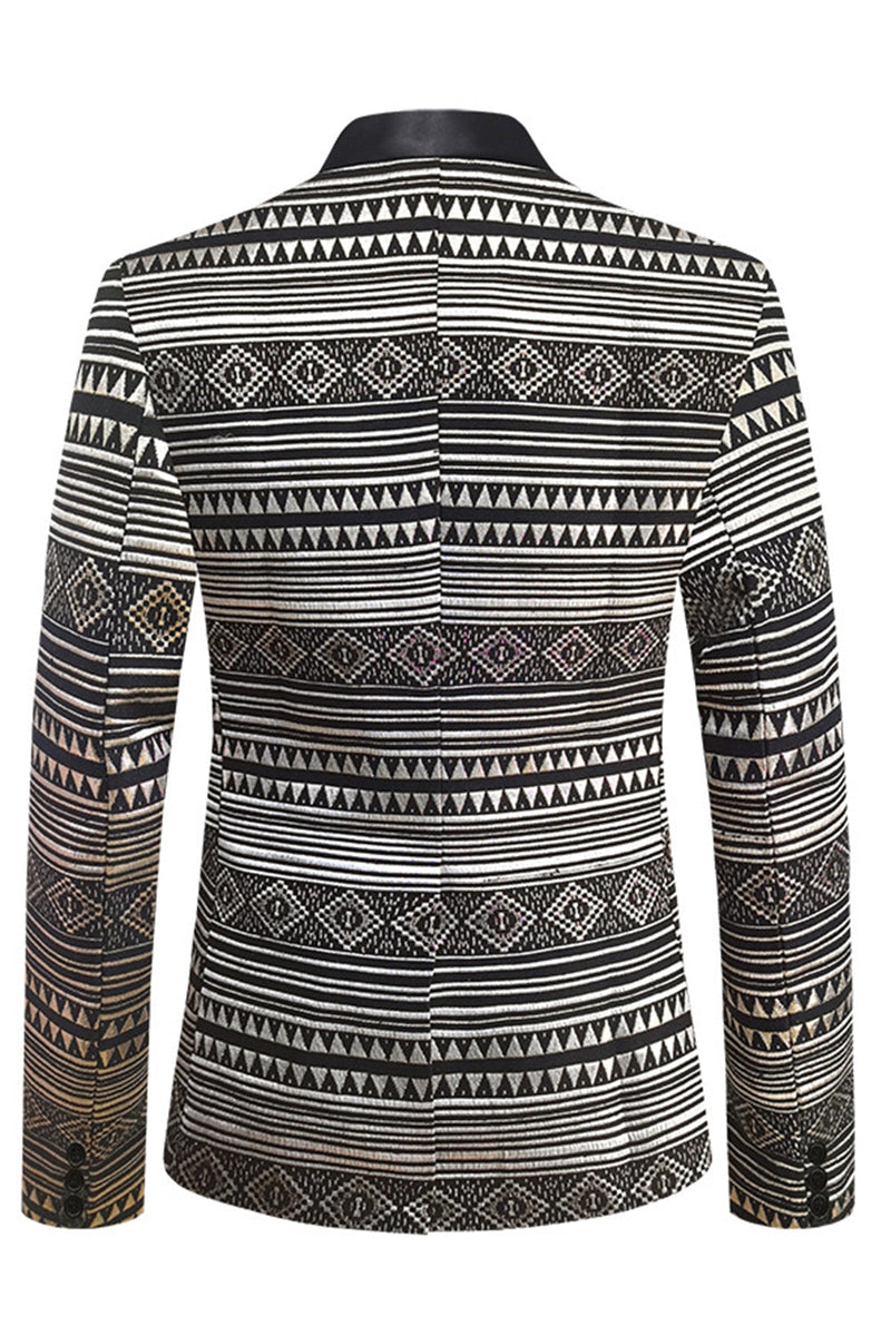 Load image into Gallery viewer, Black White Notched Lapel Men's Blazer