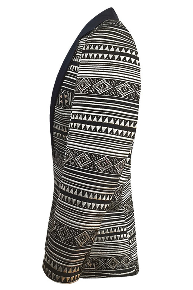 Load image into Gallery viewer, Black White Notched Lapel Men's Blazer