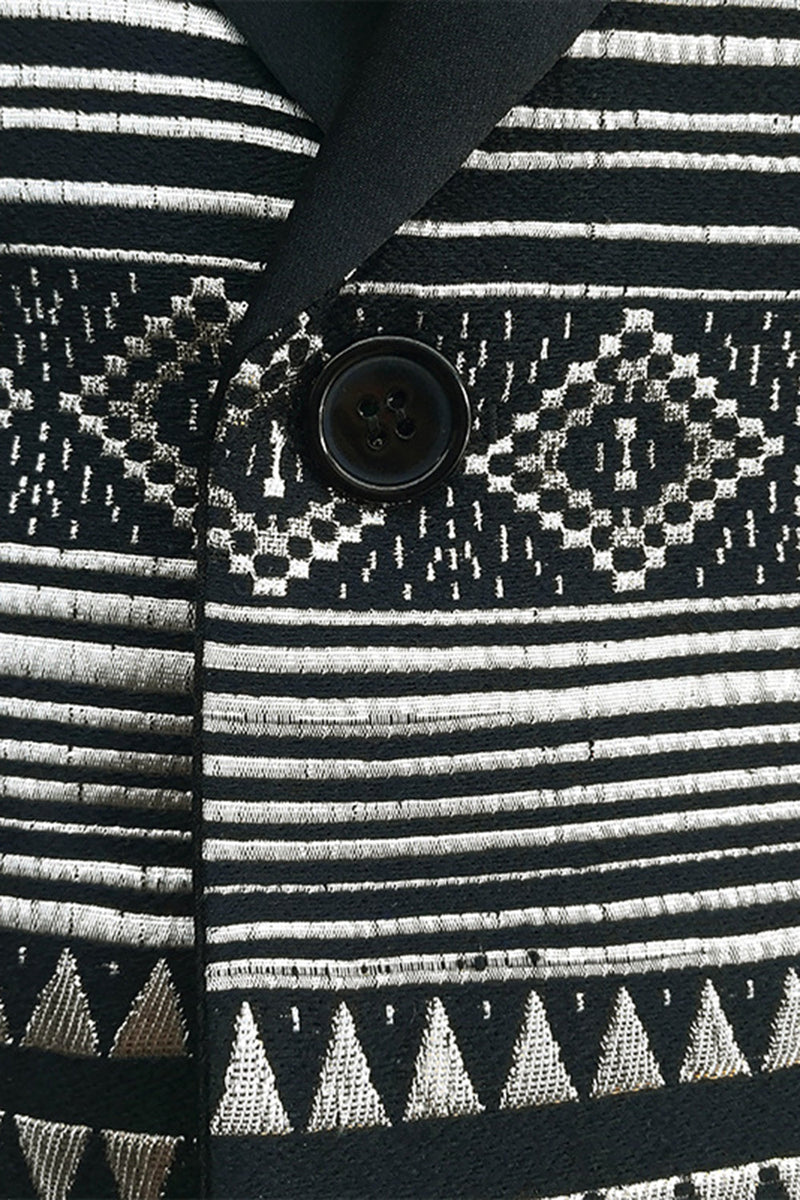 Load image into Gallery viewer, Black White Notched Lapel Men's Blazer