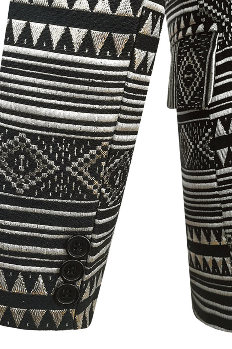 Load image into Gallery viewer, Black White Notched Lapel Men's Blazer