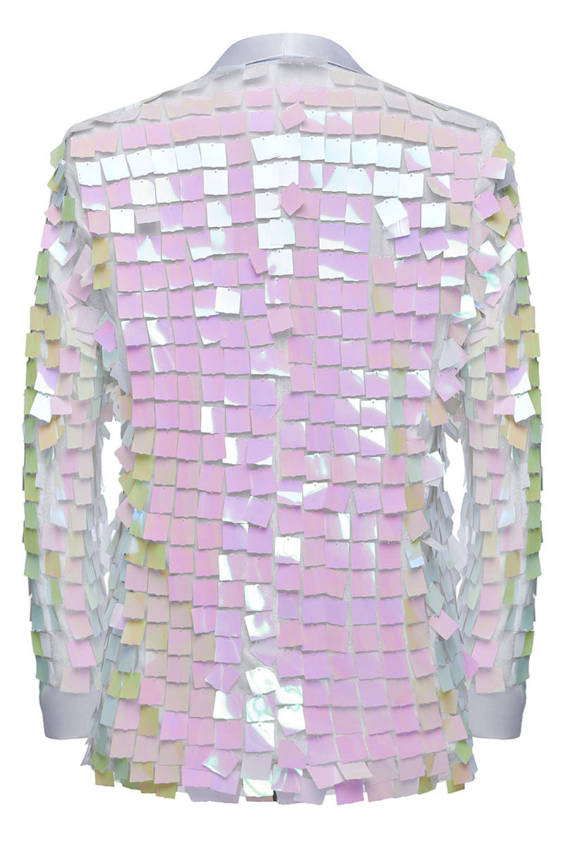 Load image into Gallery viewer, Sparkly White Shawl Lapel Sequins Men's Blazer