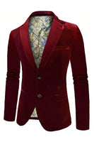 Load image into Gallery viewer, Burgundy Velvet Single Breasted Men's Blazer