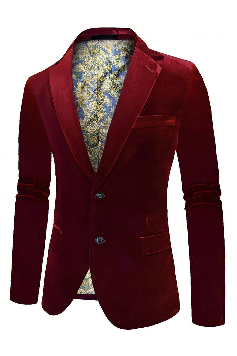 Load image into Gallery viewer, Burgundy Velvet Single Breasted Men's Blazer