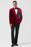 Load image into Gallery viewer, Single Breasted Burgundy Velvet Men's Blazer