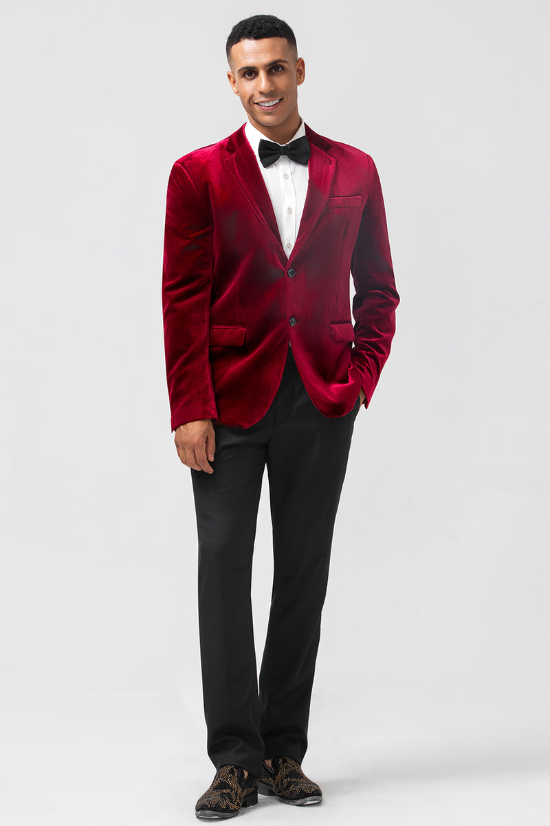 Load image into Gallery viewer, Single Breasted Burgundy Velvet Men's Blazer
