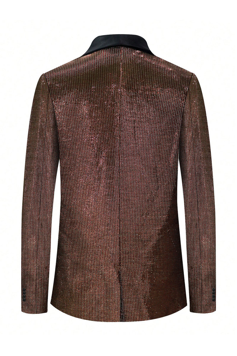Load image into Gallery viewer, Sparkly Brown One Button Shawl Lapel Men's Blazer