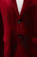 Load image into Gallery viewer, Notched Lapel Burgundy Velvet Single Breasted Men's Prom Blazer