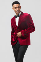 Load image into Gallery viewer, Single Breasted Burgundy Velvet Men's Blazer