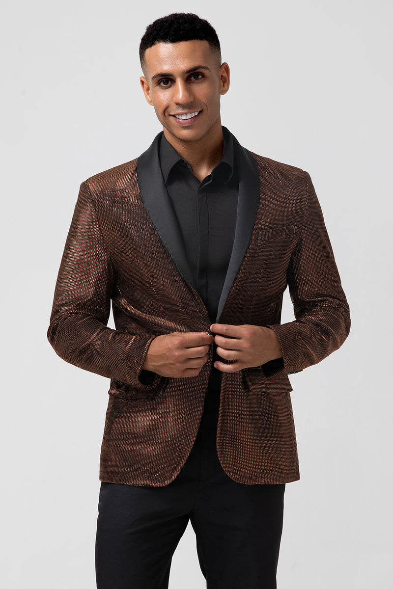 Load image into Gallery viewer, Brown Shawl Lapel Glitter Men's Blazer