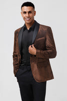 Load image into Gallery viewer, Brown Shawl Lapel Glitter Men's Blazer