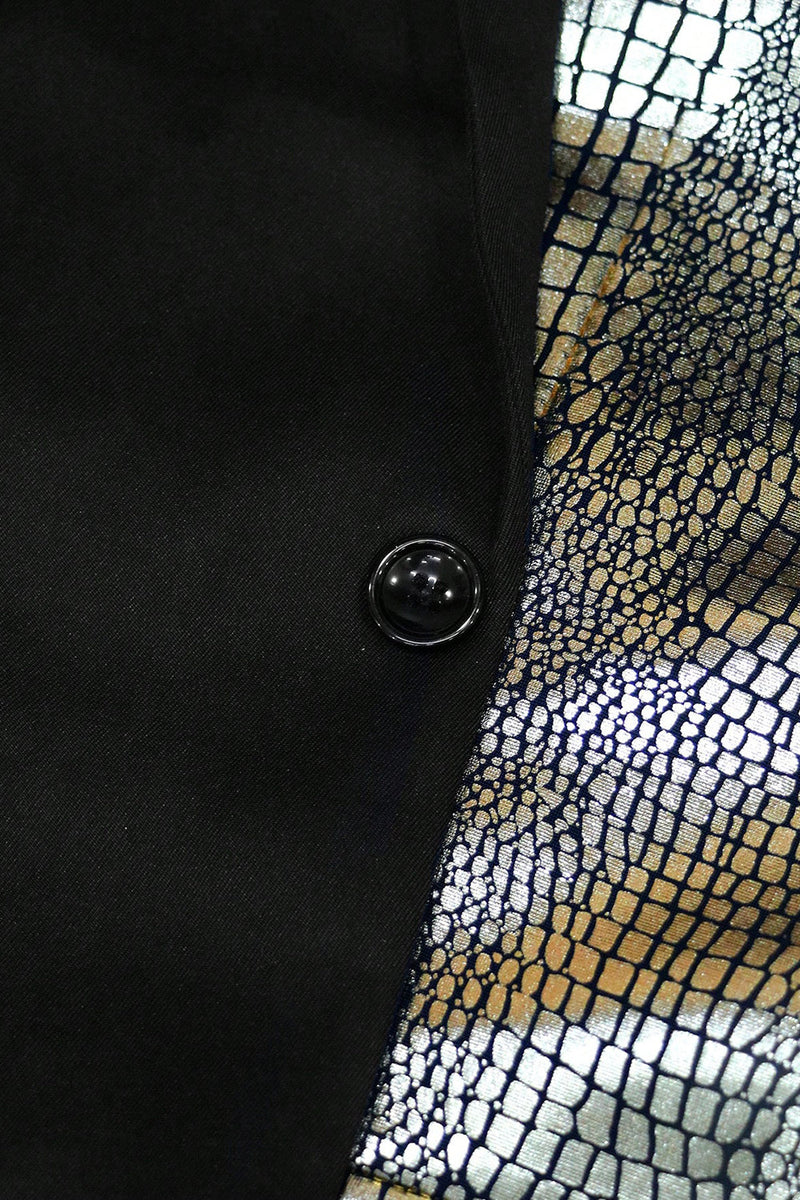 Load image into Gallery viewer, Sparkly Black Golden 2 Pieces One Button Notched Lapel Men's Prom Suit