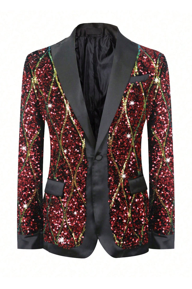 Load image into Gallery viewer, Sparkly Red Sequins Shawl Lapel Men's Party Blazer