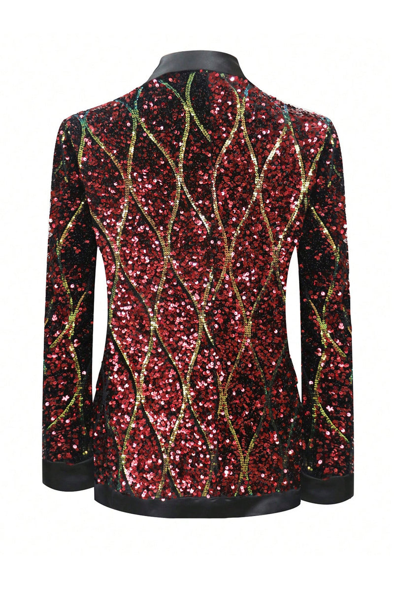 Load image into Gallery viewer, Sparkly Red Sequins Shawl Lapel Men's Party Blazer