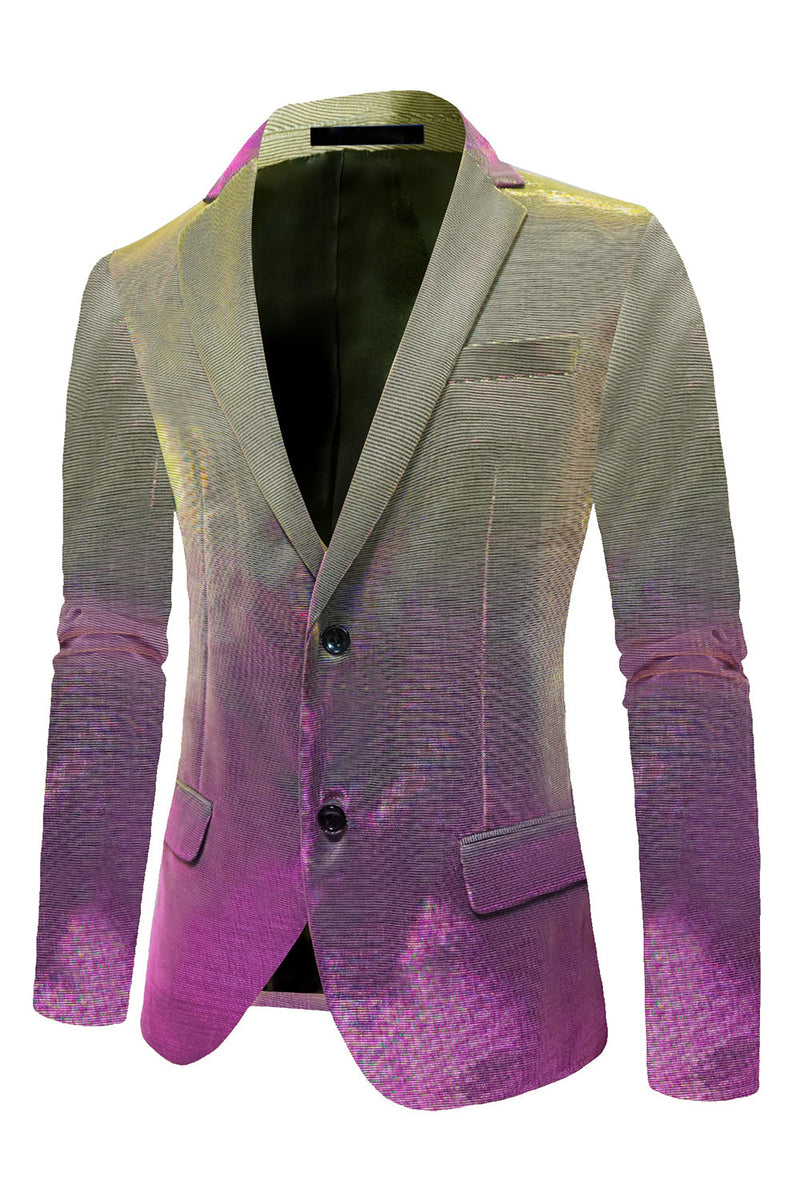 Load image into Gallery viewer, Purple Yellow Notched Lapel Men's Prom Blazer