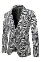 Load image into Gallery viewer, Black and White Printed Notched Lapel Men's Blazer