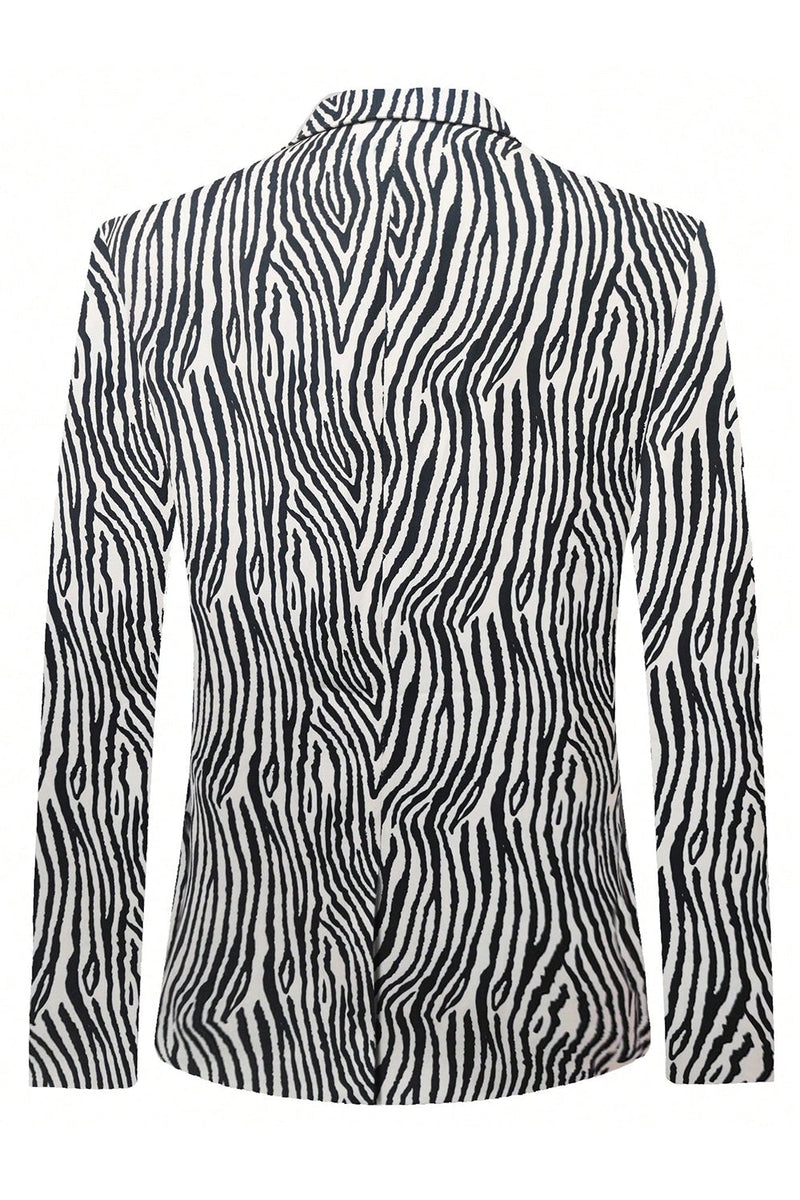 Load image into Gallery viewer, Black and White Printed Notched Lapel Men's Blazer