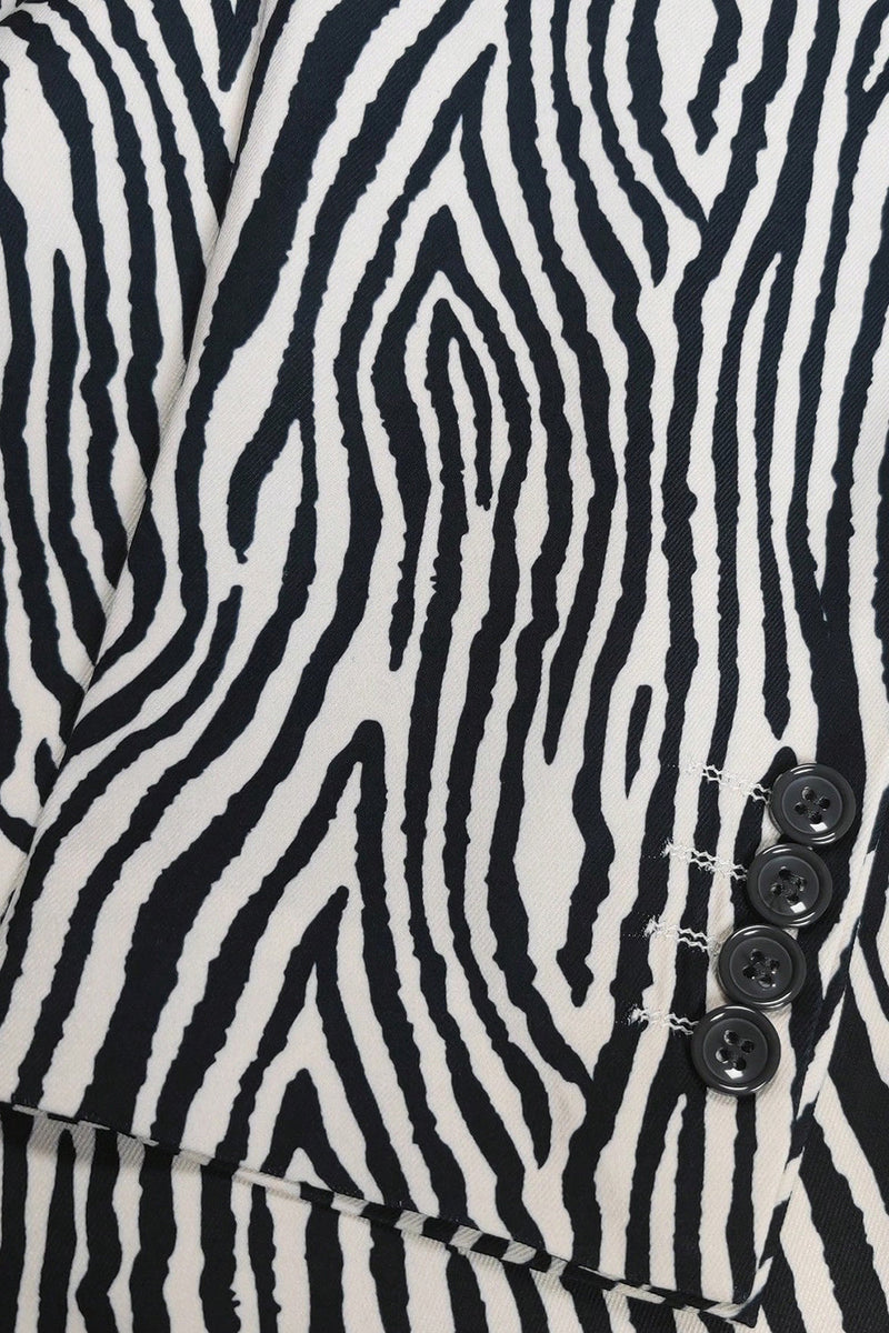 Load image into Gallery viewer, Black and White Printed Notched Lapel Men's Blazer