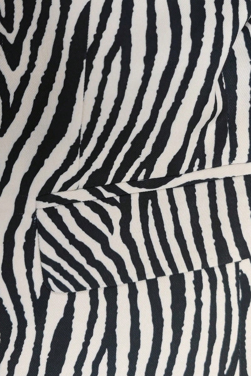 Load image into Gallery viewer, Black and White Printed Notched Lapel Men's Blazer