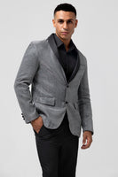 Load image into Gallery viewer, Shawl Lapel Grey Single Breasted Men's Blazer