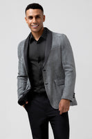 Load image into Gallery viewer, Shawl Lapel Grey Single Breasted Men's Blazer